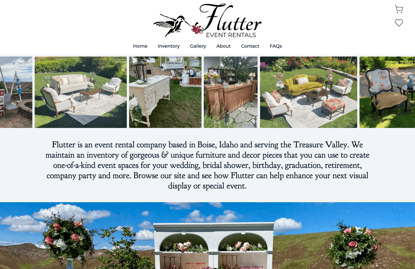 Flutter Event Rentals website built by Surgncy