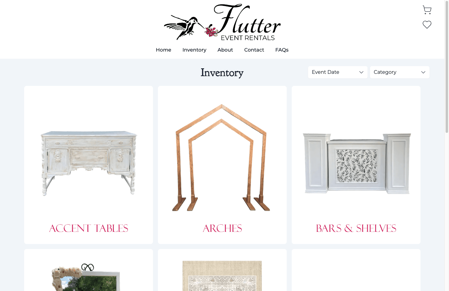 Flutter Event Rentals website built by Surgncy