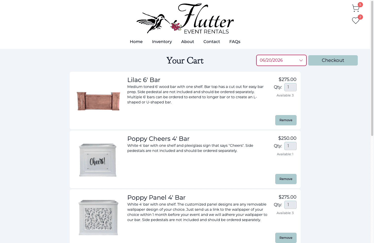 Flutter Event Rentals website built by Surgncy